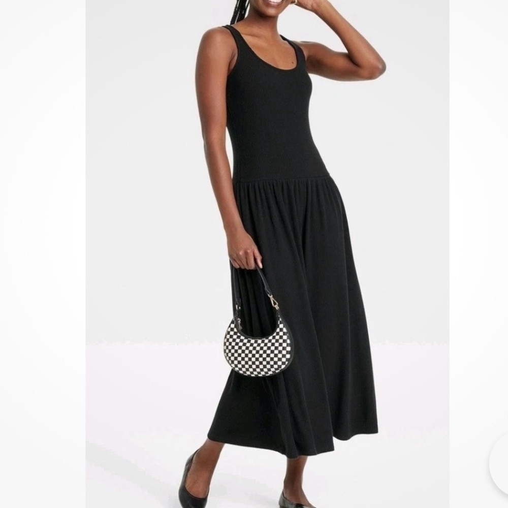 Universal Thread Black Midi Drop Waist Dress Size XS.   NWT